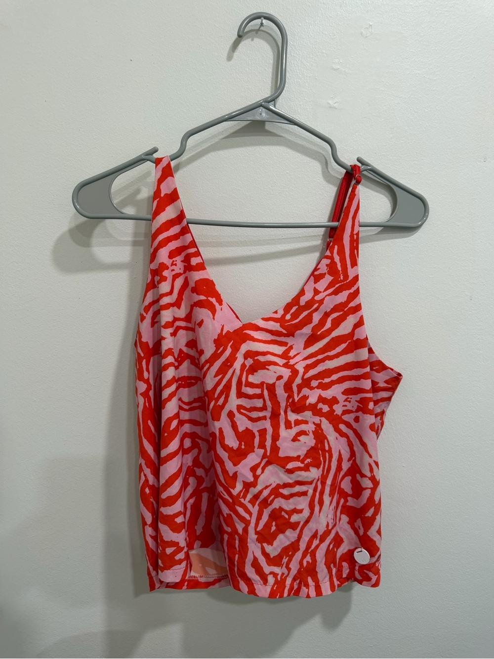 Red Zebra-Print V-Neck Women's Tank Top
